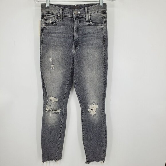 New Mother The Swooner Ankle Chew Scene Of The Crime Raw Hem Grey Wash Jeans 27 - Picture 1 of 15
